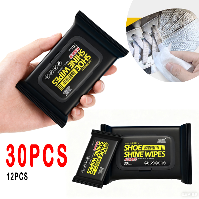 Sneaker Care Wipes - 12 個/30 個使い捨て靴クリーニングワイプポータブル白靴クリーニングケアワイプスニーカークリーニングクイックウェットワイプクイッククリーン