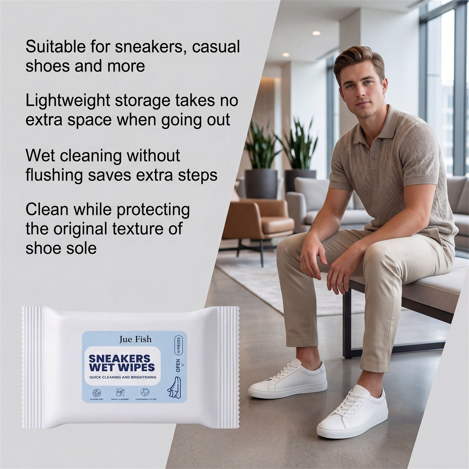 Sneaker Care Wipes - 靴用クリーニングワイプ 携帯用 旅行に最適 スニーカー愛好家向け マイルド処方 汚れ落とし