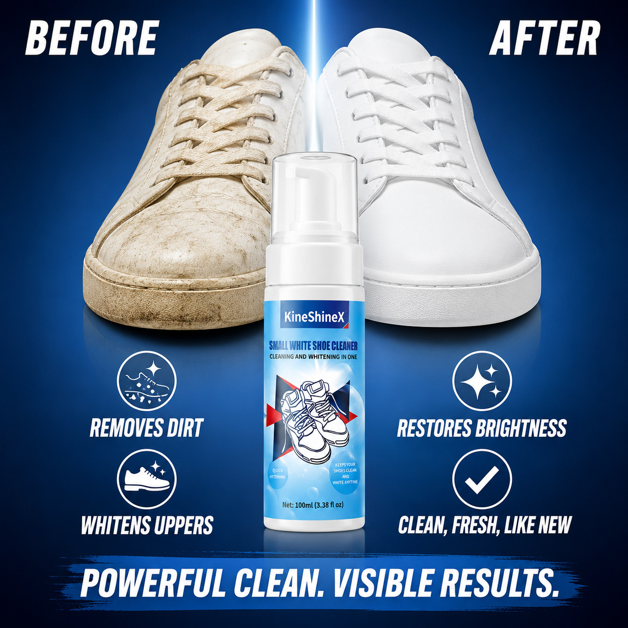 Sneaker Care Foam - ギヘン靴クリーナーキット、水を使わない泡状靴クリーナー、靴ブラシと靴拭きクロス付き、スニーカーケア、靴のお手入れに最適
