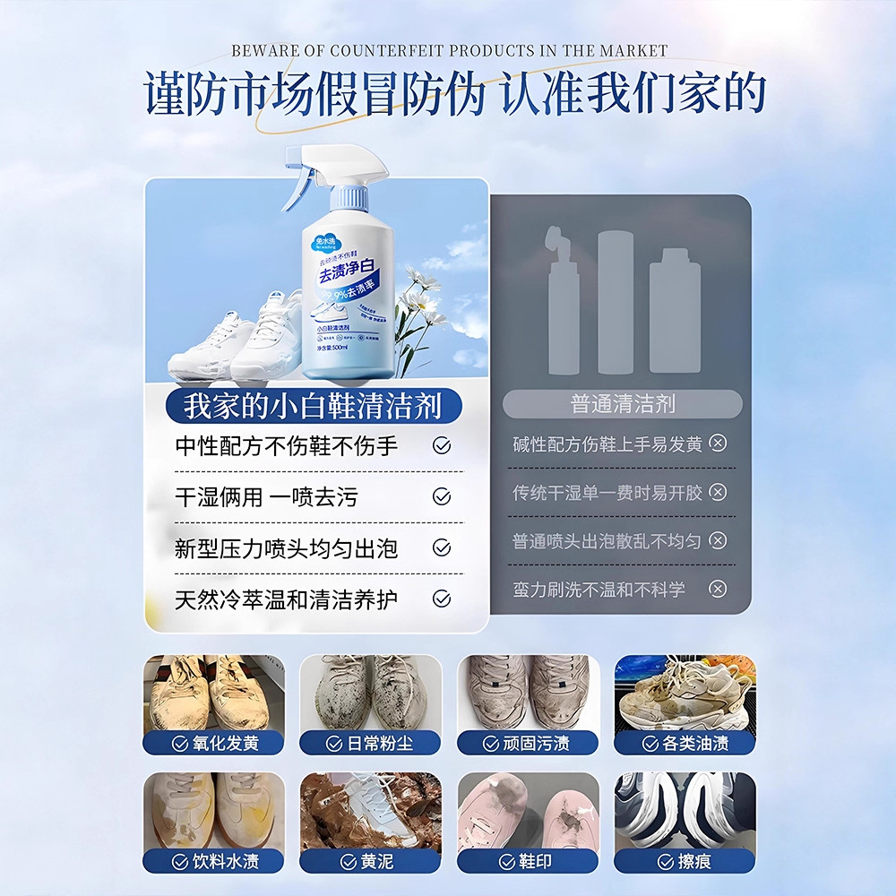 500ml ホワイトシューズクリーナー 洗浄不要 ドライクリ - Sneaker Care Foam のレビューと価格
